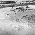 Flooded homes aerial view